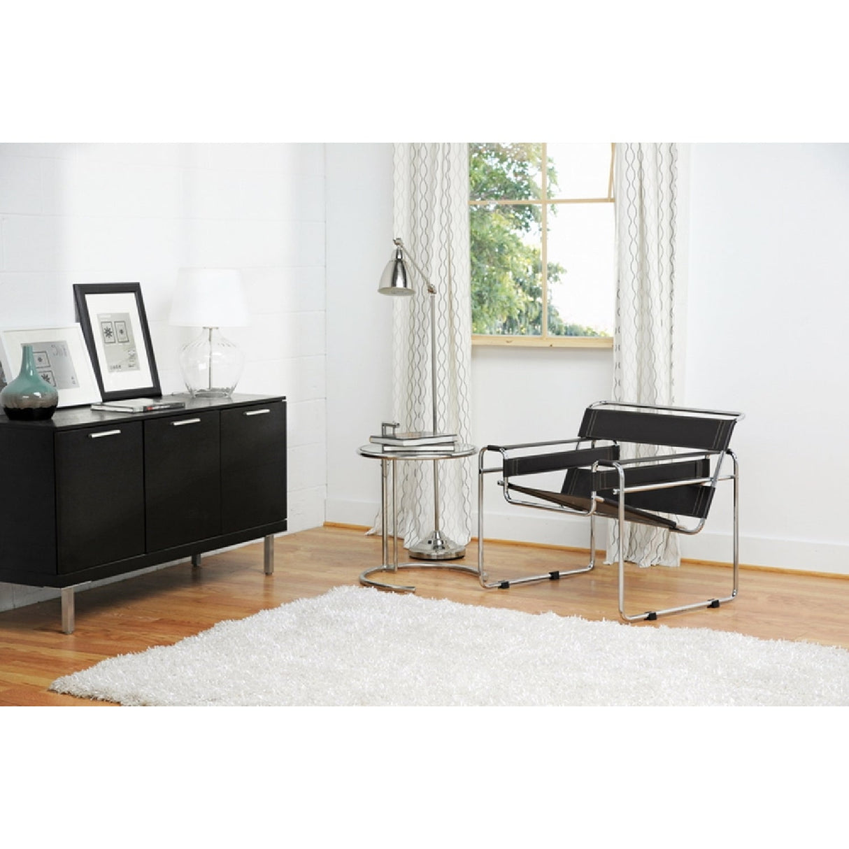Modern European furniture - Chrome Framed Leather Inspired Accent Chair - www.oroa.com
