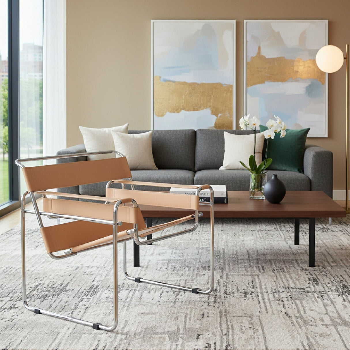 Modern European furniture - Leather Inspired Strips Accent Chair - www.oroa.com