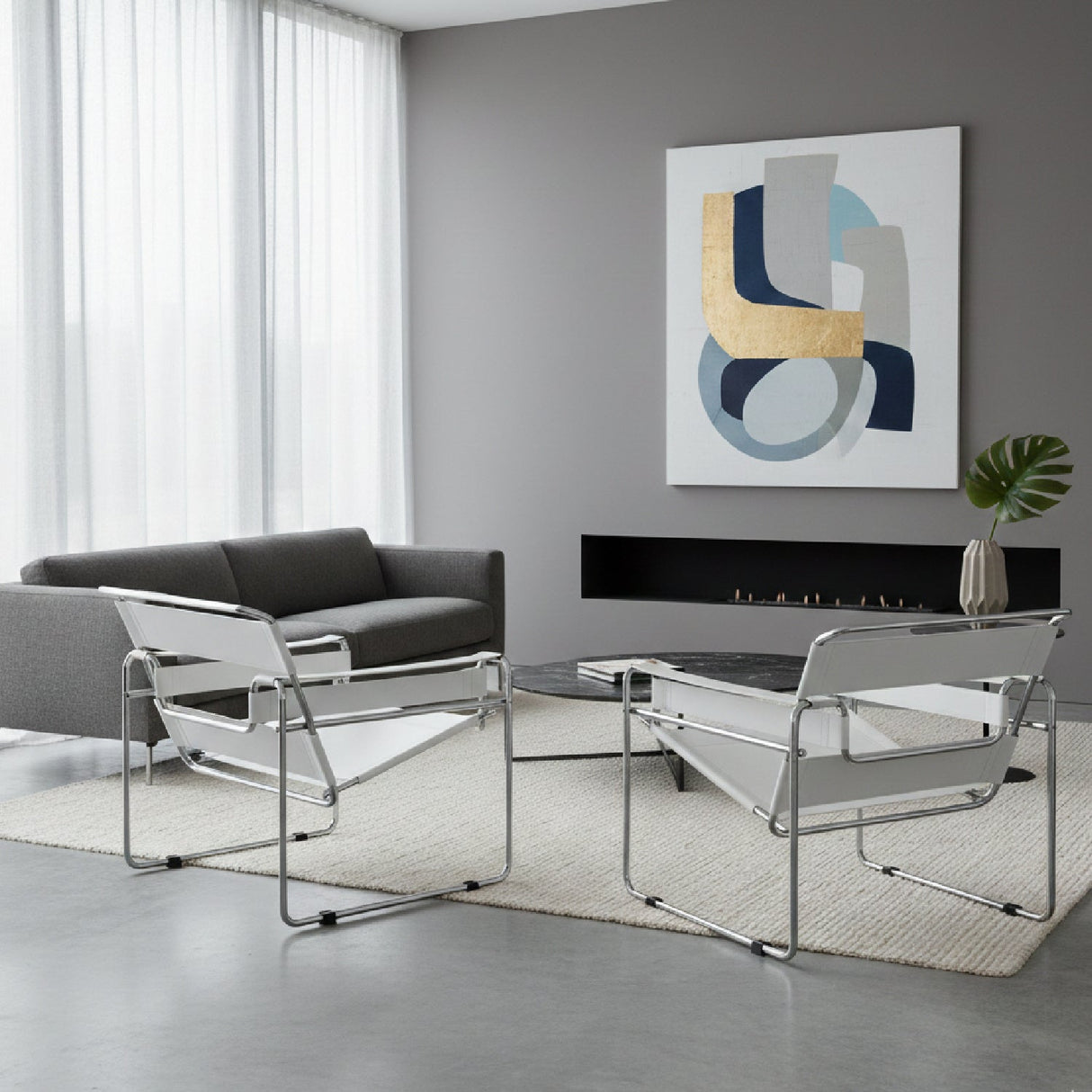 Modern European furniture - Leather Inspired Strips Accent Chair - www.oroa.com
