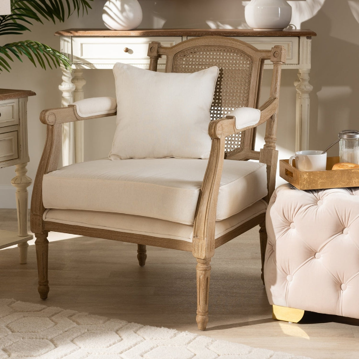 Modern European furniture - Carved Wood Framed Accent Chair - www.oroa.com