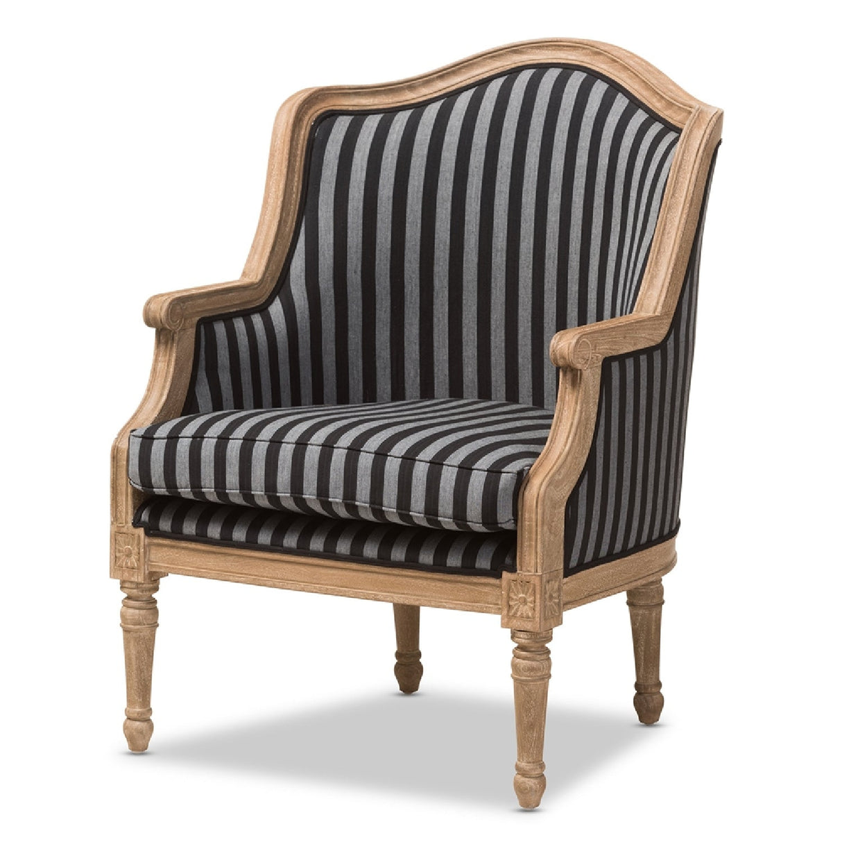 Modern European furniture - Striped Traditional French Accent Chair - www.oroa.com