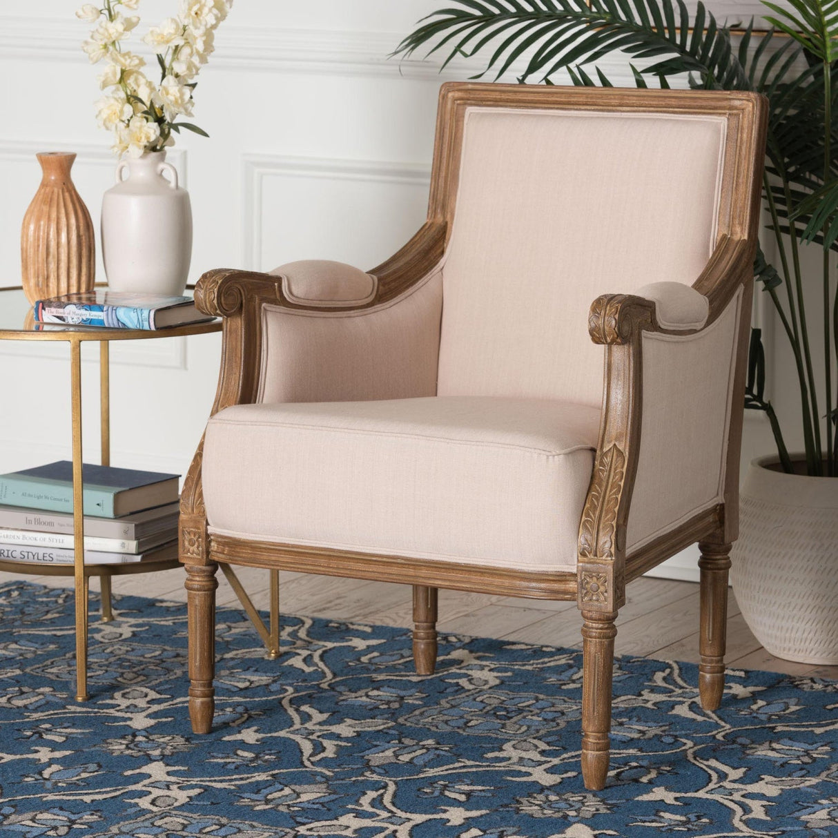 Modern European furniture - Beige Linen Accent Chair - www.oroa.com