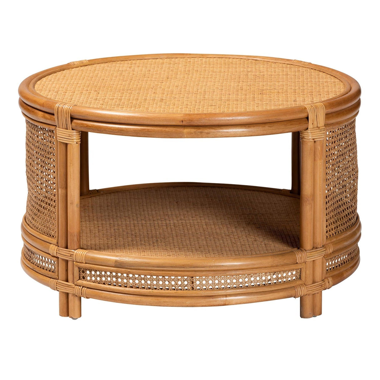 Modern European furniture - Round 2 Tier Rattan Coffee Table - www.oroa.com