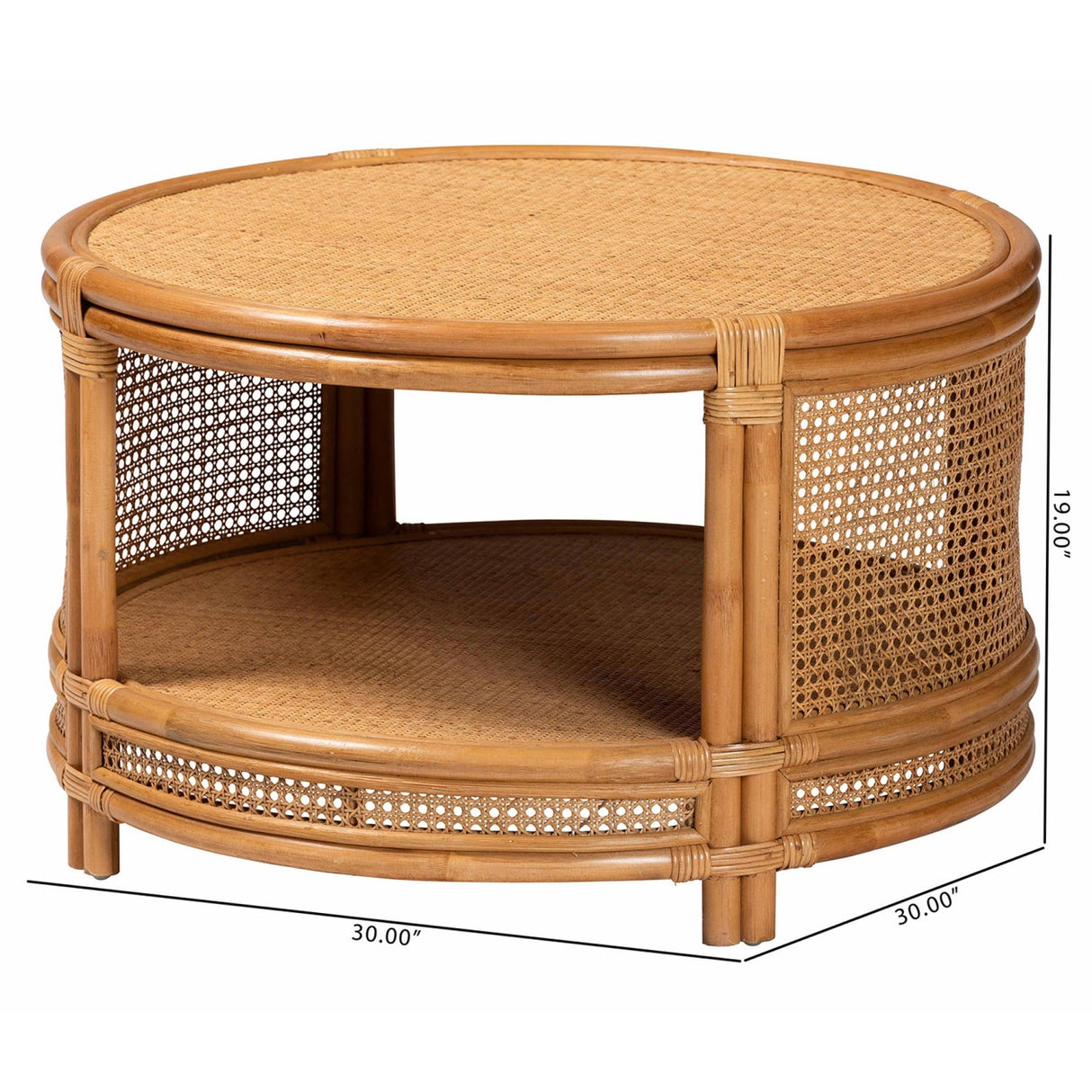 Round 2 Tier Rattan Coffee Table | Bali Loom Louis | Oroa.com