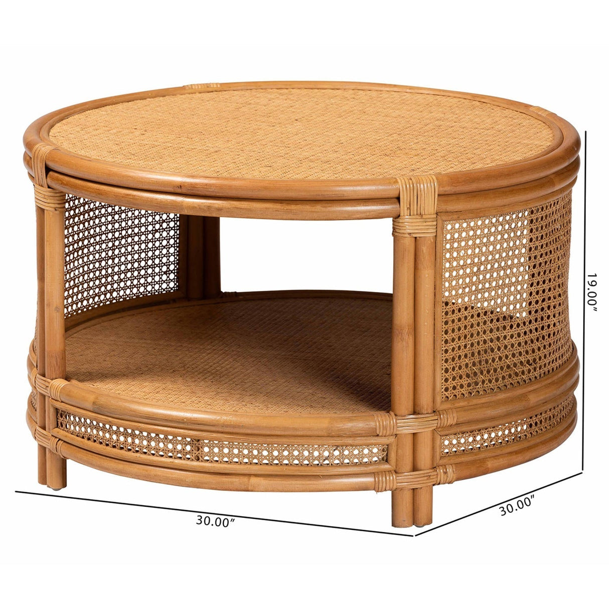 Modern European furniture - Round 2 Tier Rattan Coffee Table - www.oroa.com