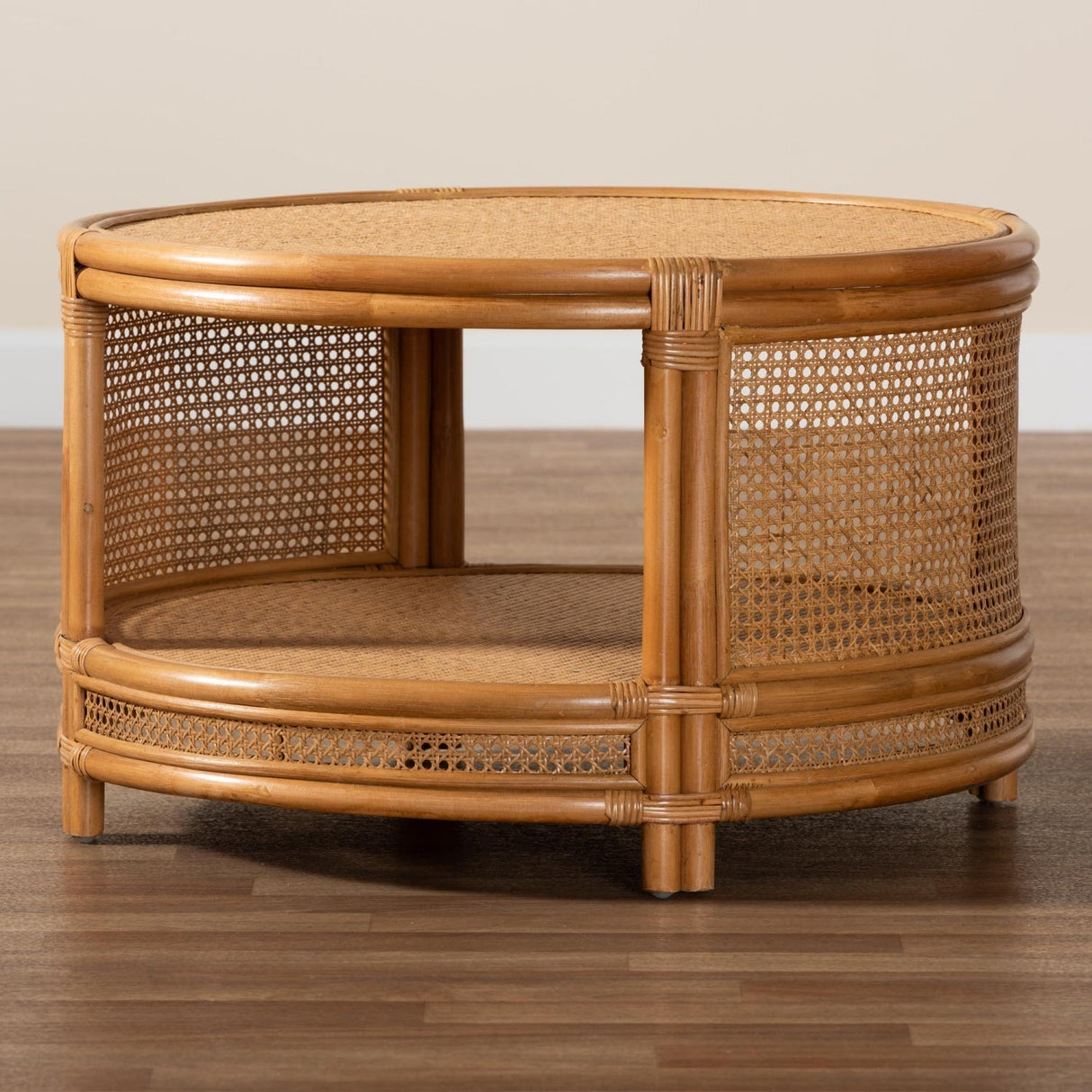 Modern European furniture - Round 2 Tier Rattan Coffee Table - www.oroa.com