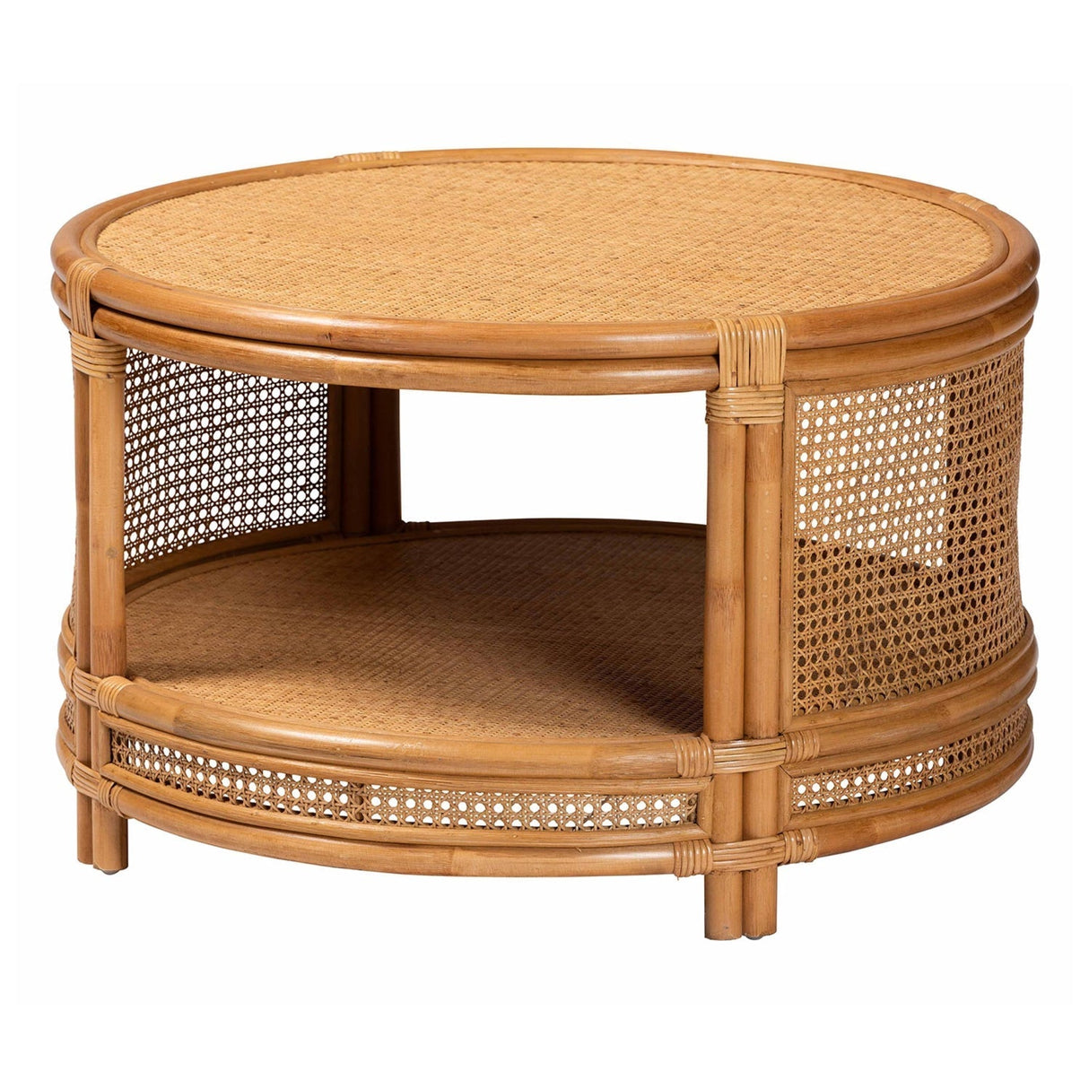Modern European furniture - Round 2 Tier Rattan Coffee Table - www.oroa.com