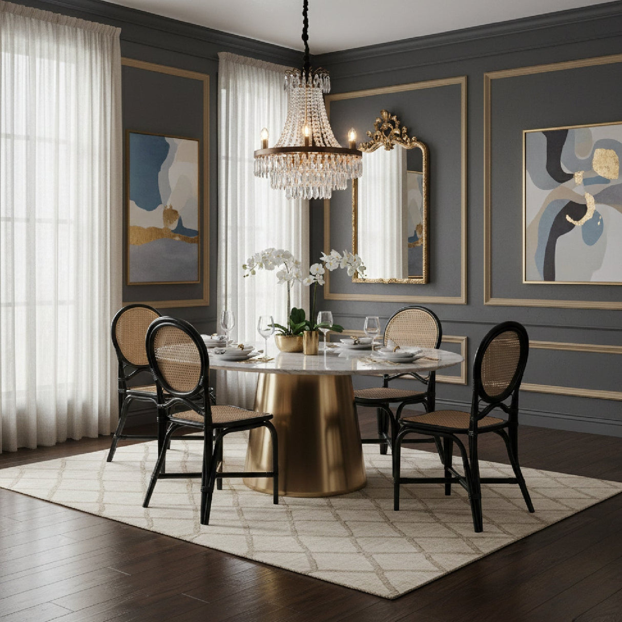 Contract furniture - Black Framed Rattan Dining Chair - www.oroatrade.com