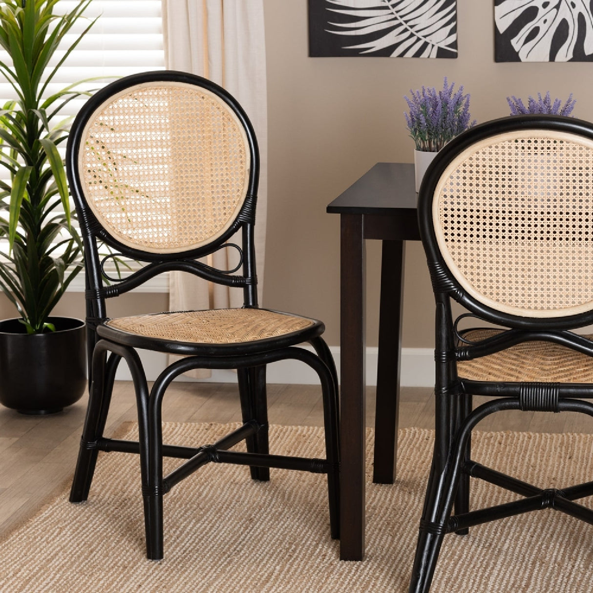 Modern European furniture - Black Framed Rattan Dining Chair - www.oroa.com