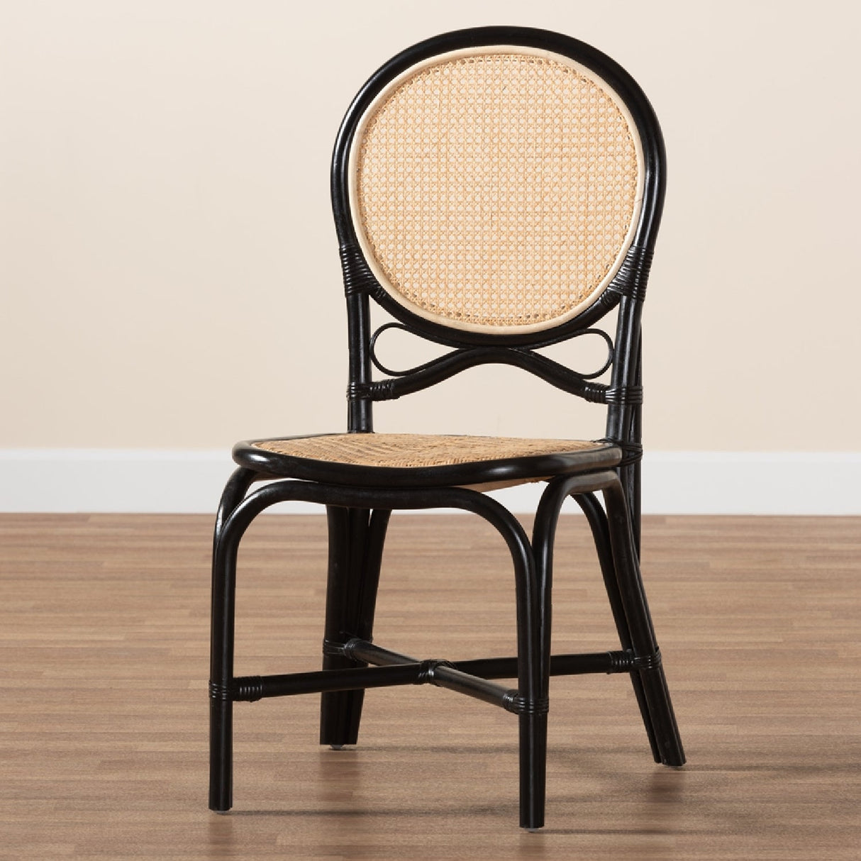 Modern European furniture - Black Framed Rattan Dining Chair - www.oroa.com