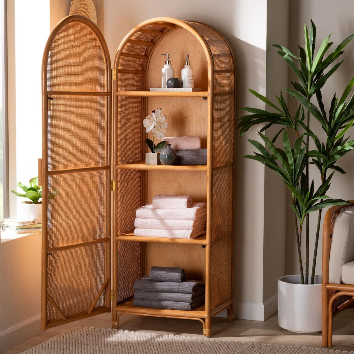 Modern European furniture - Arched Rattan Accent Cabinet - www.oroa.com