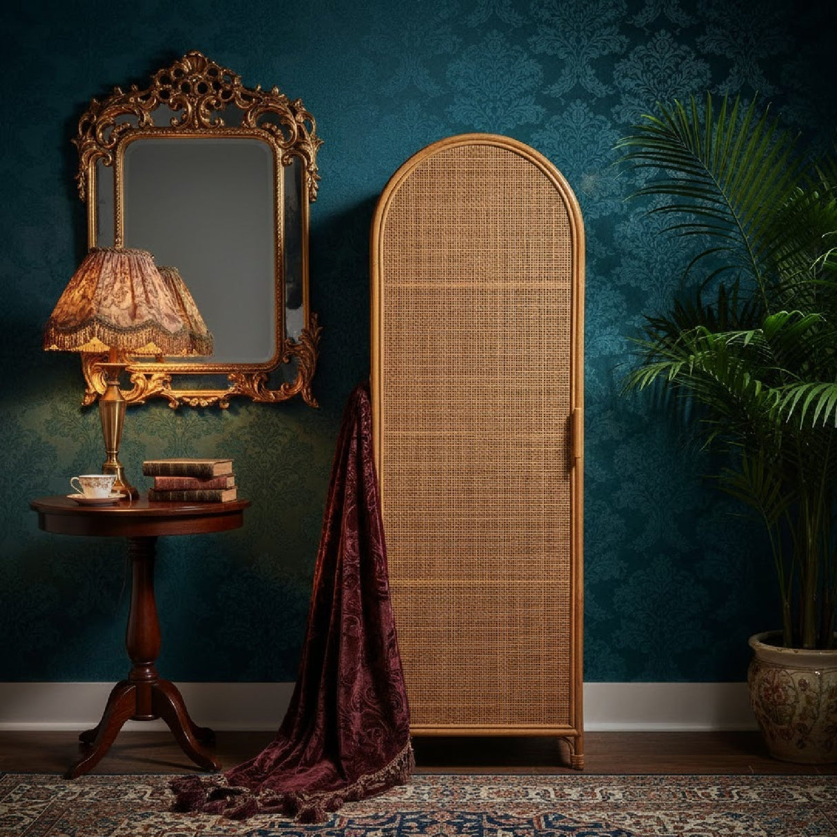 Modern European furniture - Arched Rattan Accent Cabinet - www.oroa.com