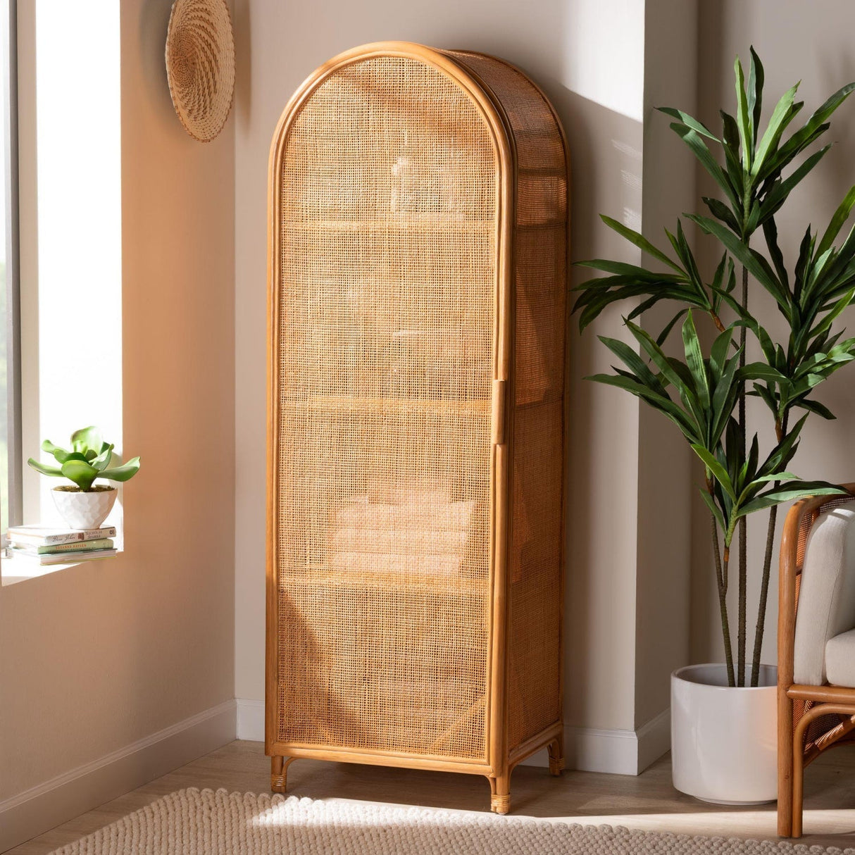 Modern European furniture - Arched Rattan Accent Cabinet - www.oroa.com