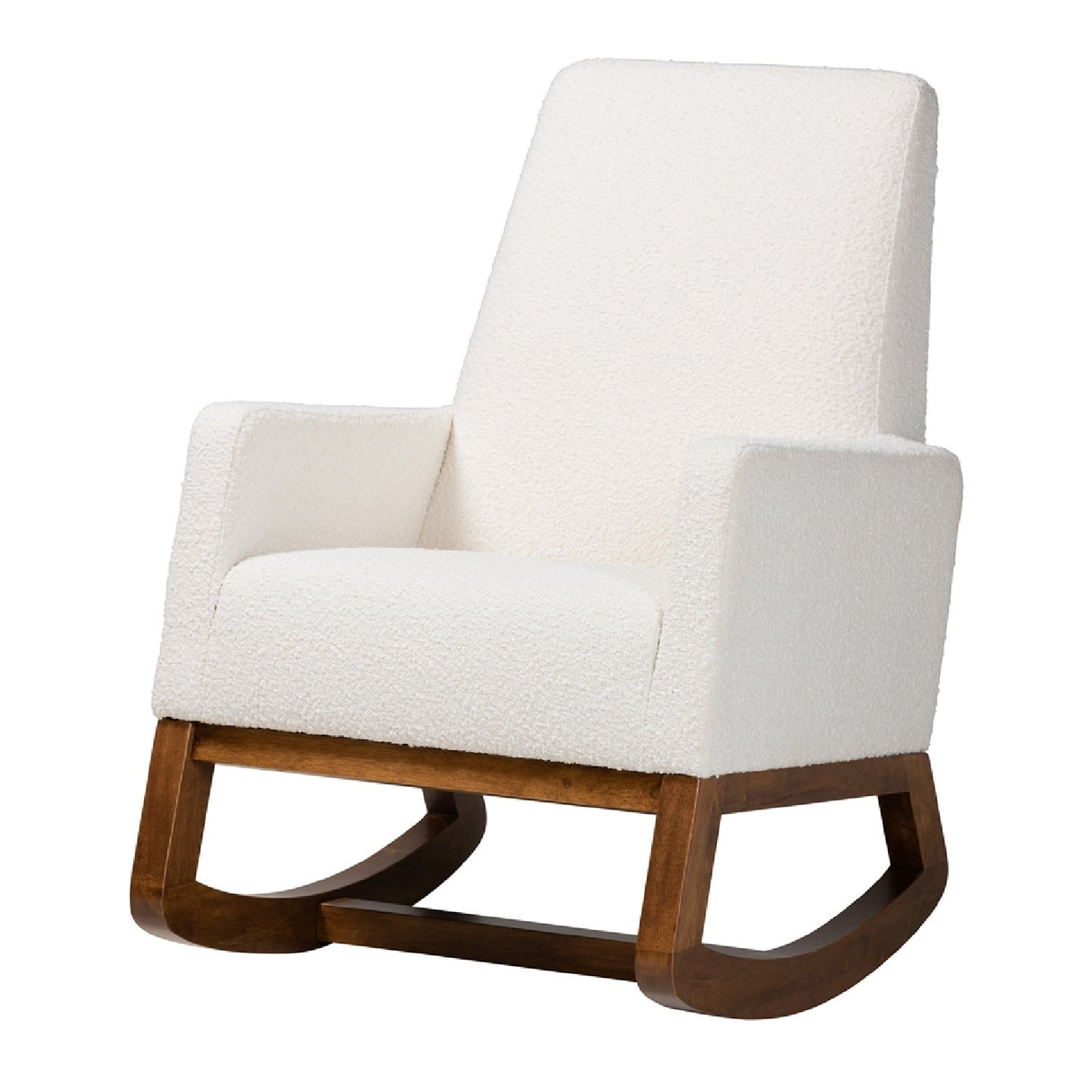 White Boucle Rocking Chair | Bali Loom Yashiya | Oroa.com