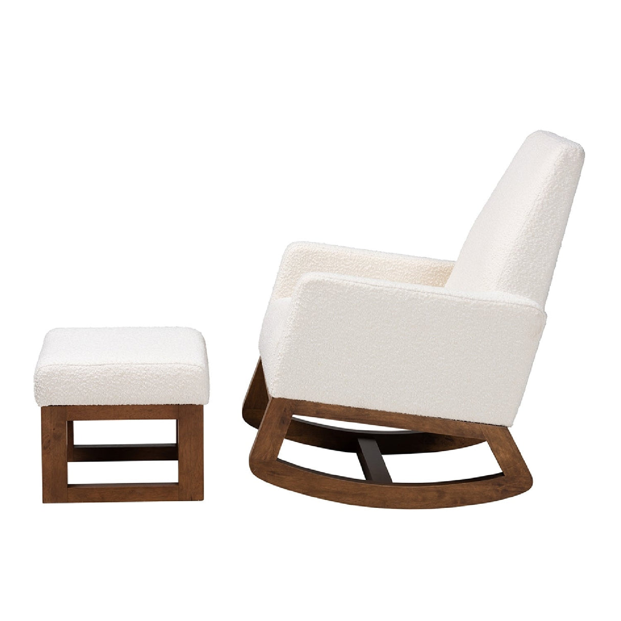White Boucle Rocking Chair | Bali Loom Yashiya | Oroa.com