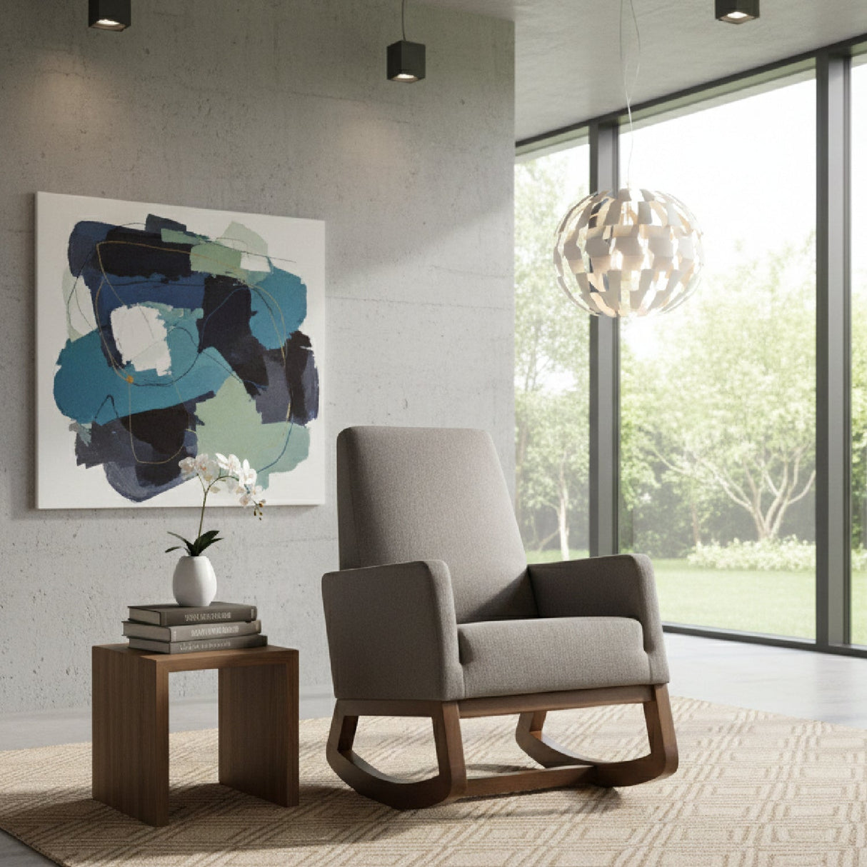 Modern European furniture - Fabric Upholstered Rocking Chair - www.oroa.com