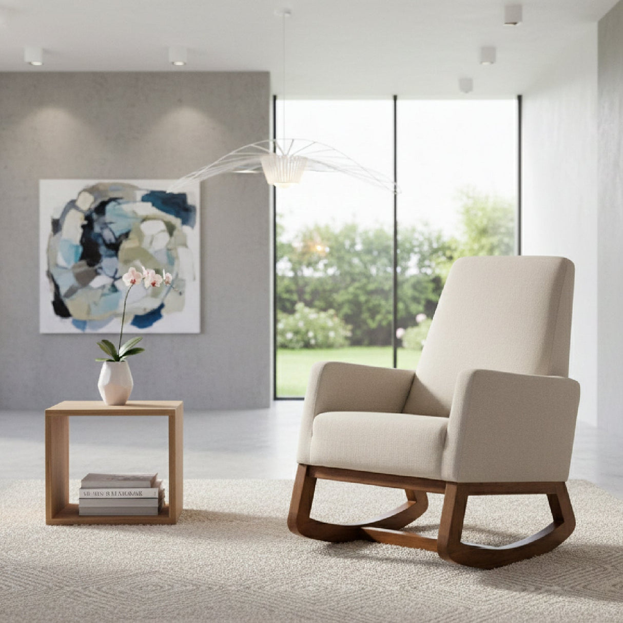 Modern European furniture - Fabric Upholstered Rocking Chair - www.oroa.com