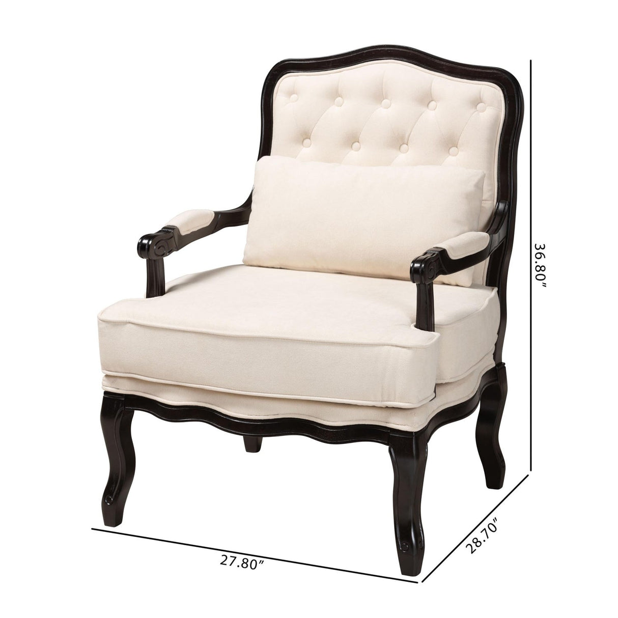 Cream Tufted French Accent Chair | Bali Loom Dion | Oroa.com