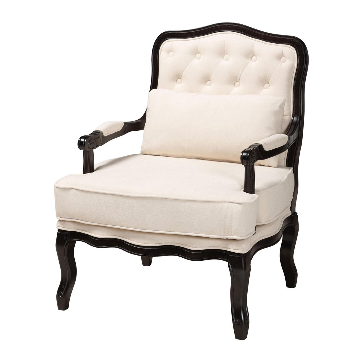 Cream Tufted French Accent Chair | Bali Loom Dion | Oroa.com