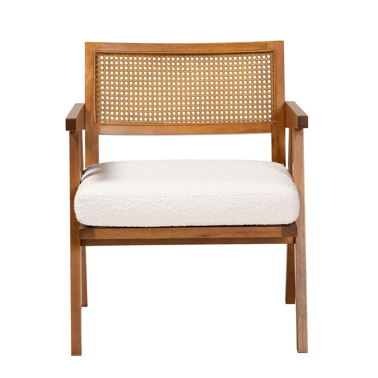 Modern European furniture - Japandi Cream Boucle Lounge Chair - www.oroa.com
