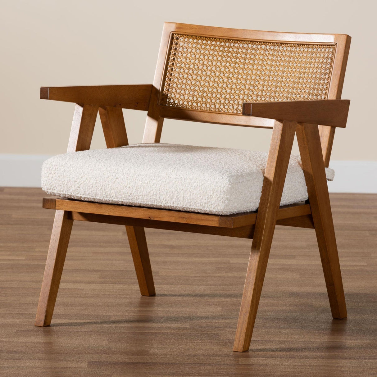 Modern European furniture - Japandi Cream Boucle Lounge Chair - www.oroa.com