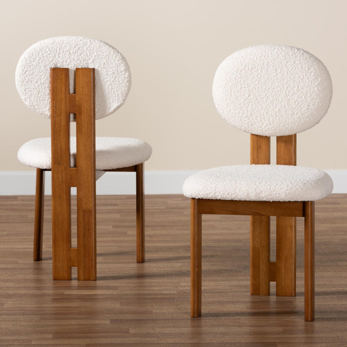 Boucle Japandi Dining Chairs 2 | Bali Loom Kacela | Oroa.com