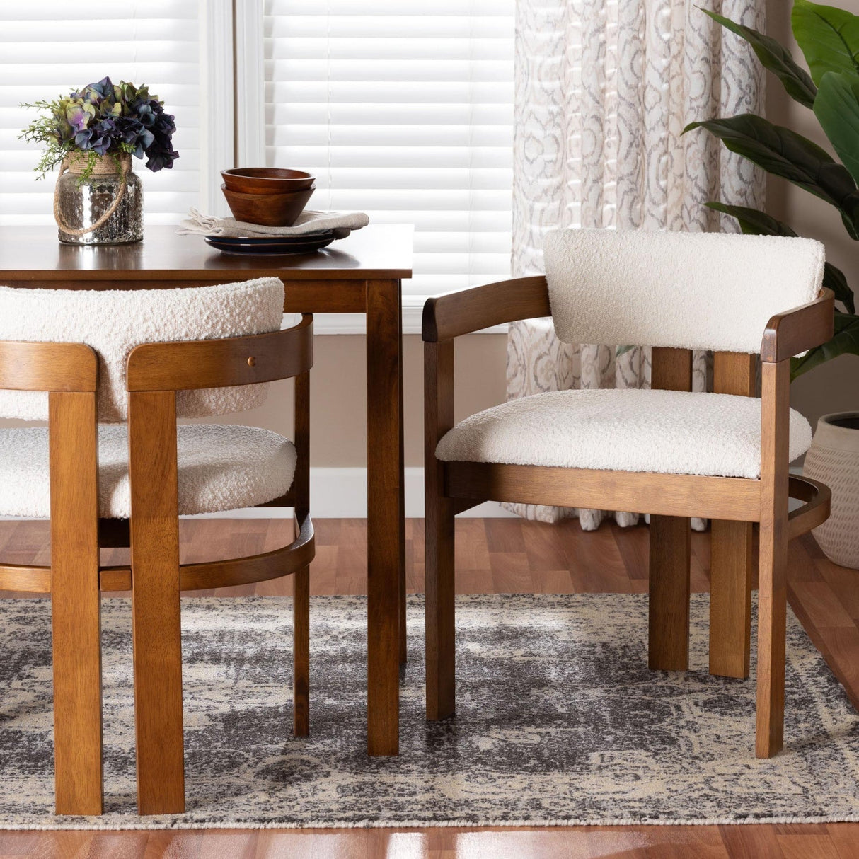 Modern European furniture - Cream Boucle Dining Chair - www.oroa.com