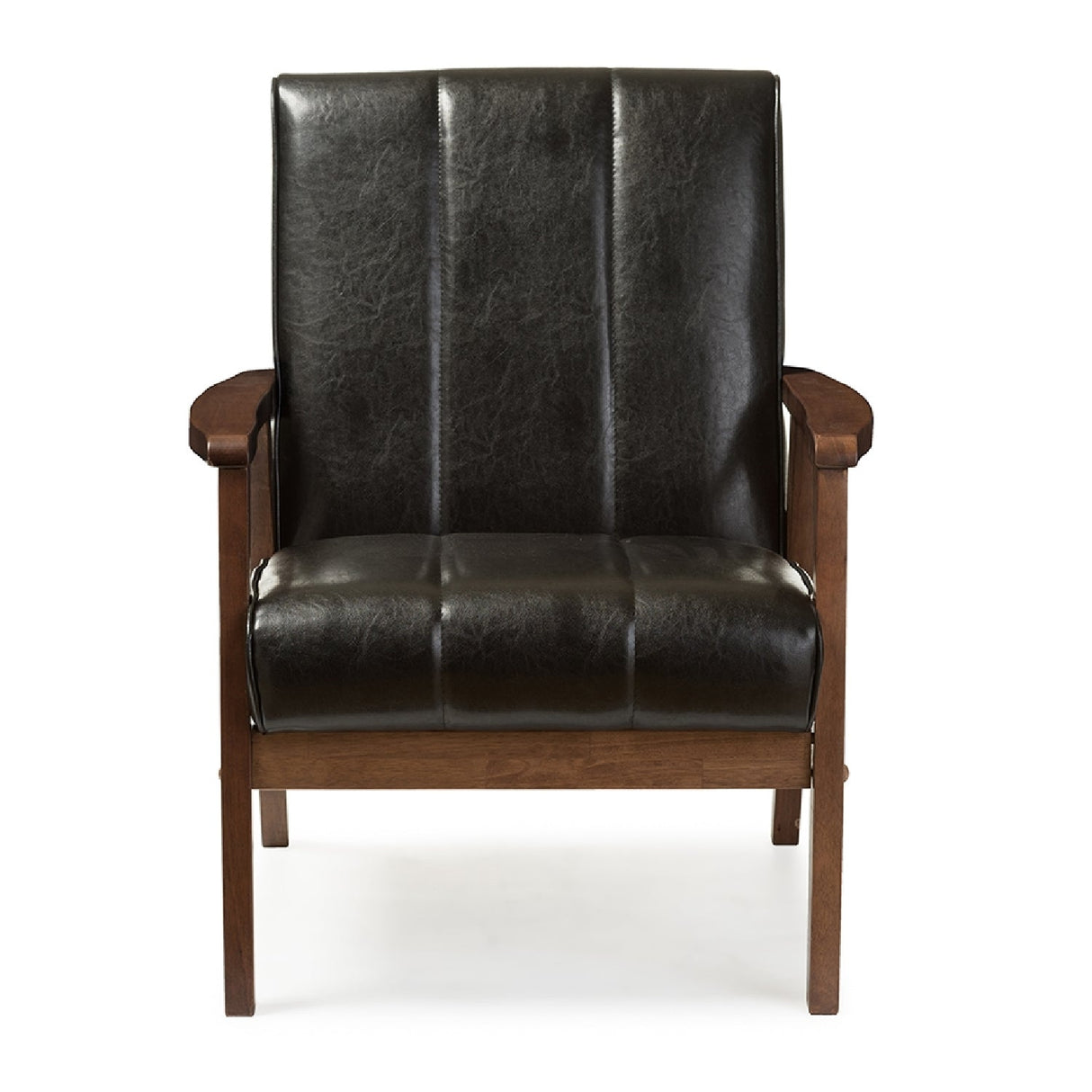 Panel Stitched Leather Inspired Lounge Chair | Bali Loom Nikko | Oroa.com