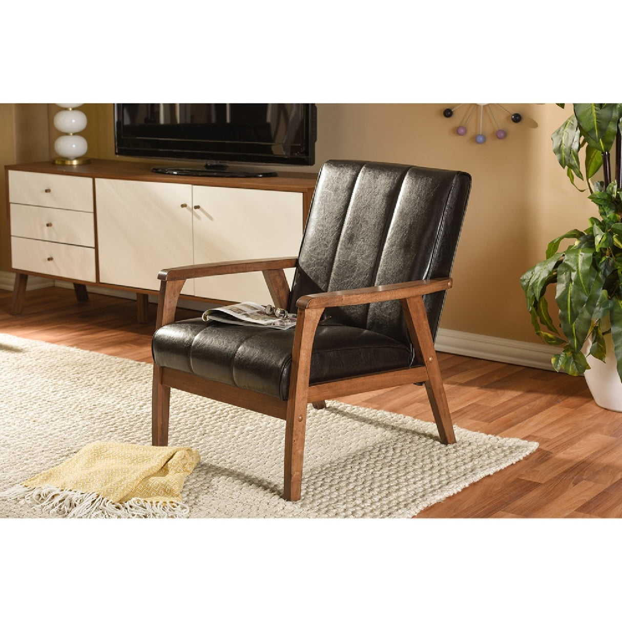 Modern European furniture - Panel Stitched Leather Inspired Lounge Chair - www.oroa.com