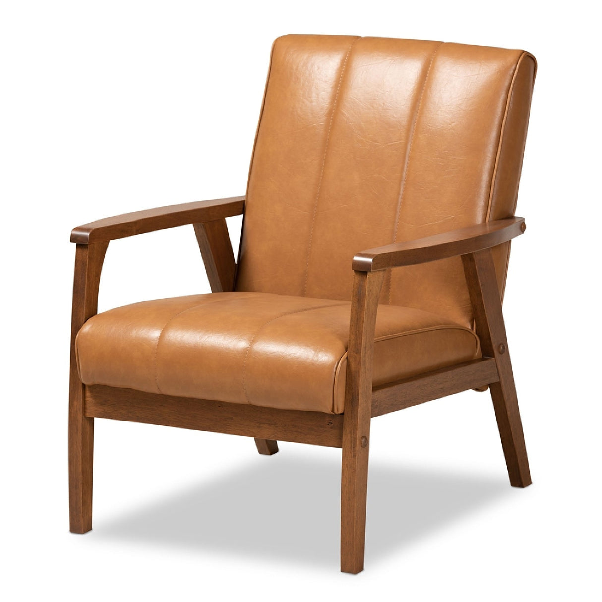 Modern European furniture - Tan Leather Effect Lounge Chair - www.oroa.com