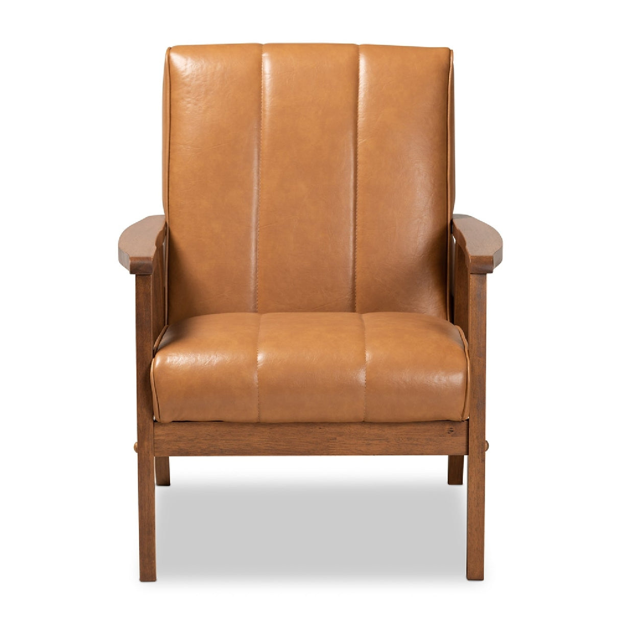 Modern European furniture - Tan Leather Effect Lounge Chair - www.oroa.com