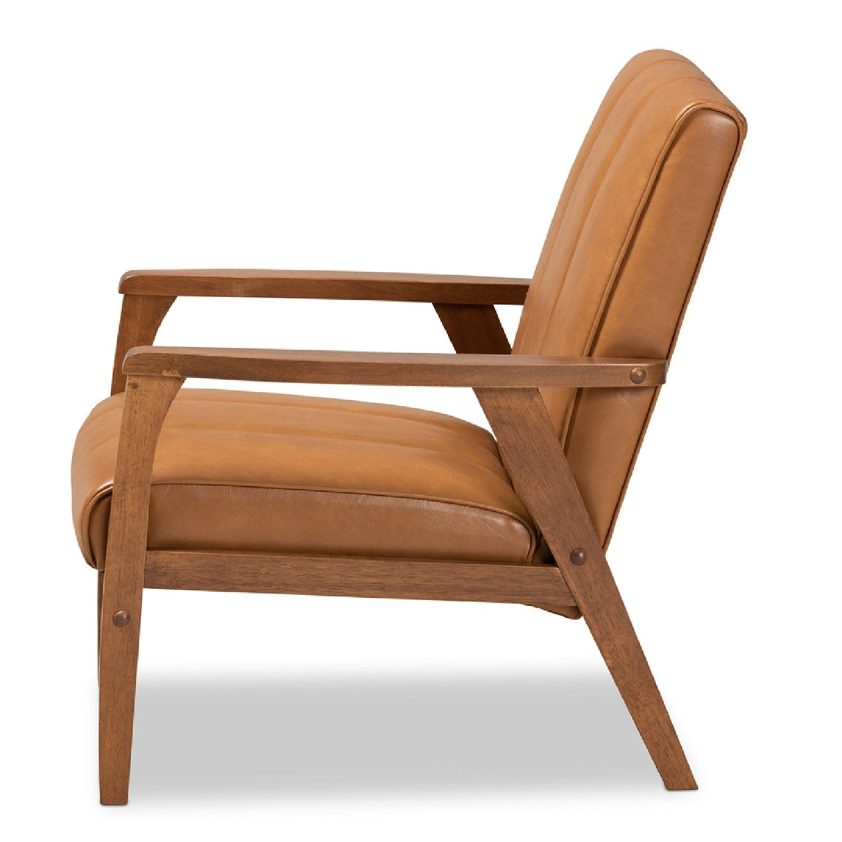 Modern European furniture - Tan Leather Effect Lounge Chair - www.oroa.com