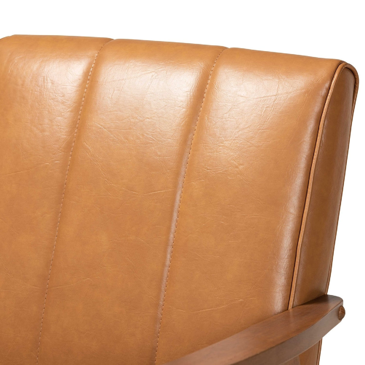 Modern European furniture - Tan Leather Effect Lounge Chair - www.oroa.com