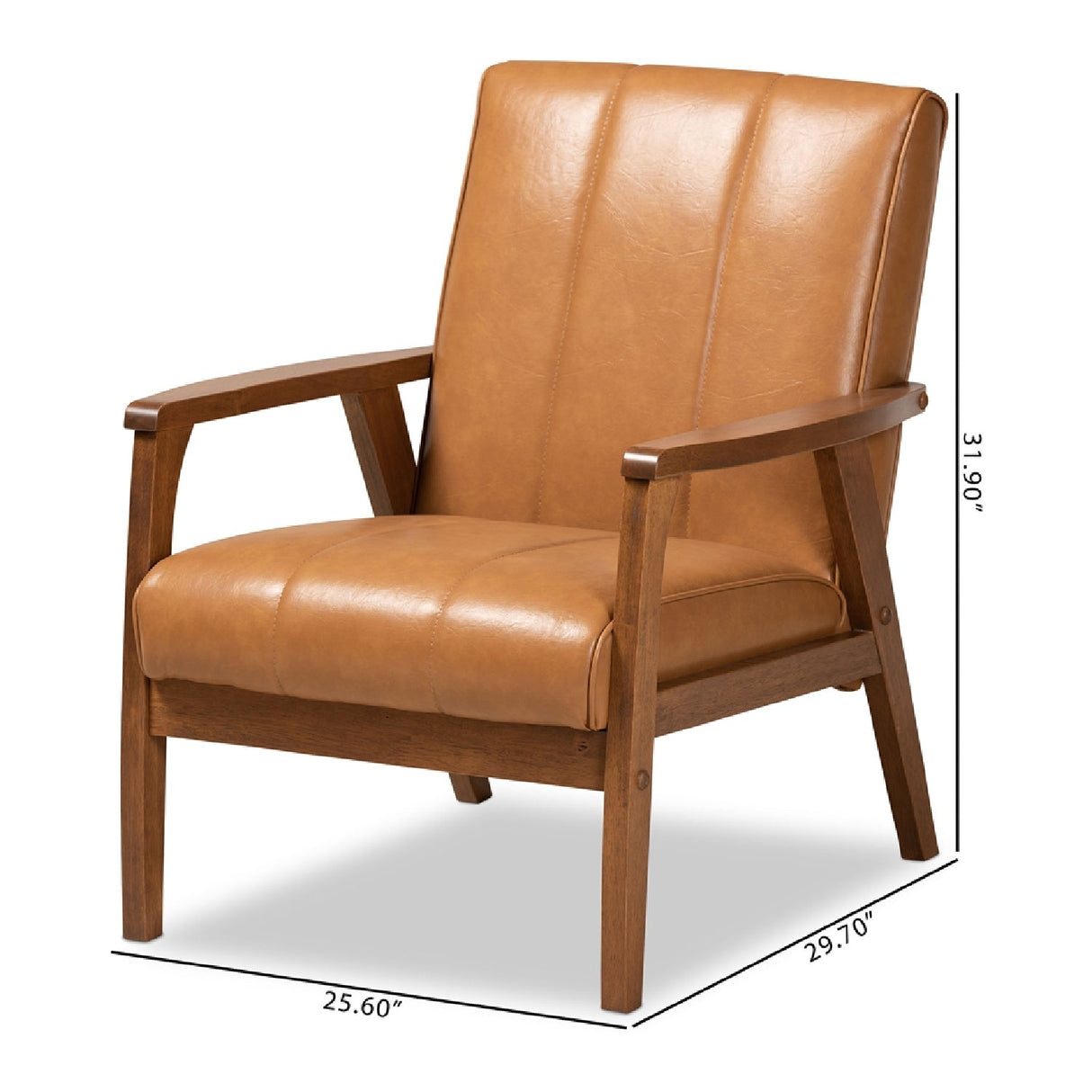 Modern European furniture - Tan Leather Effect Lounge Chair - www.oroa.com