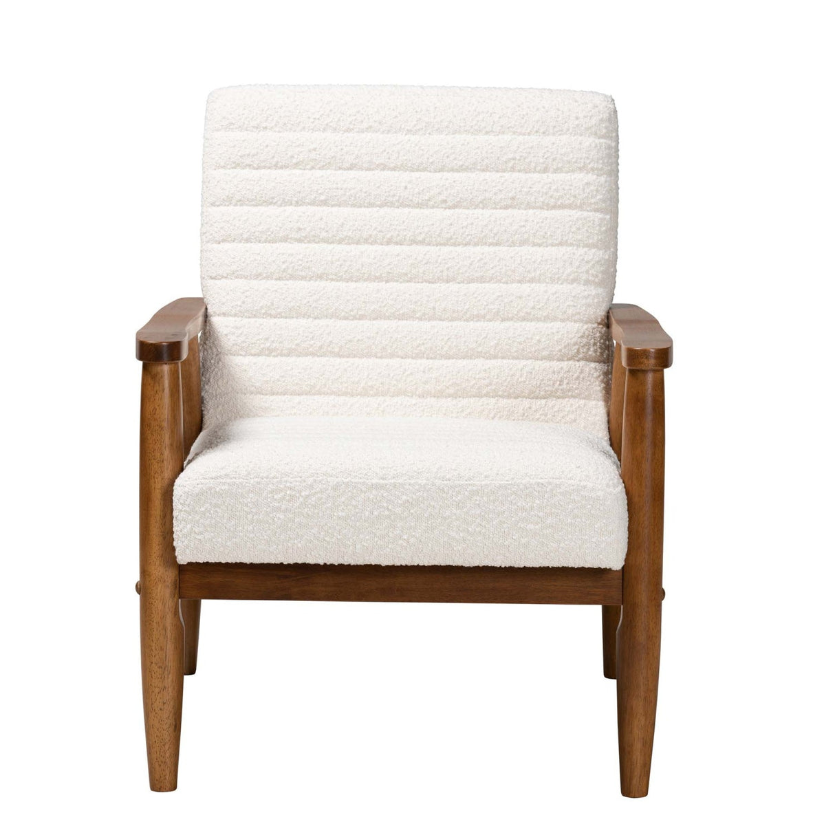 Modern European furniture - Channeled Cream Boucle Lounge Chair - www.oroa.com