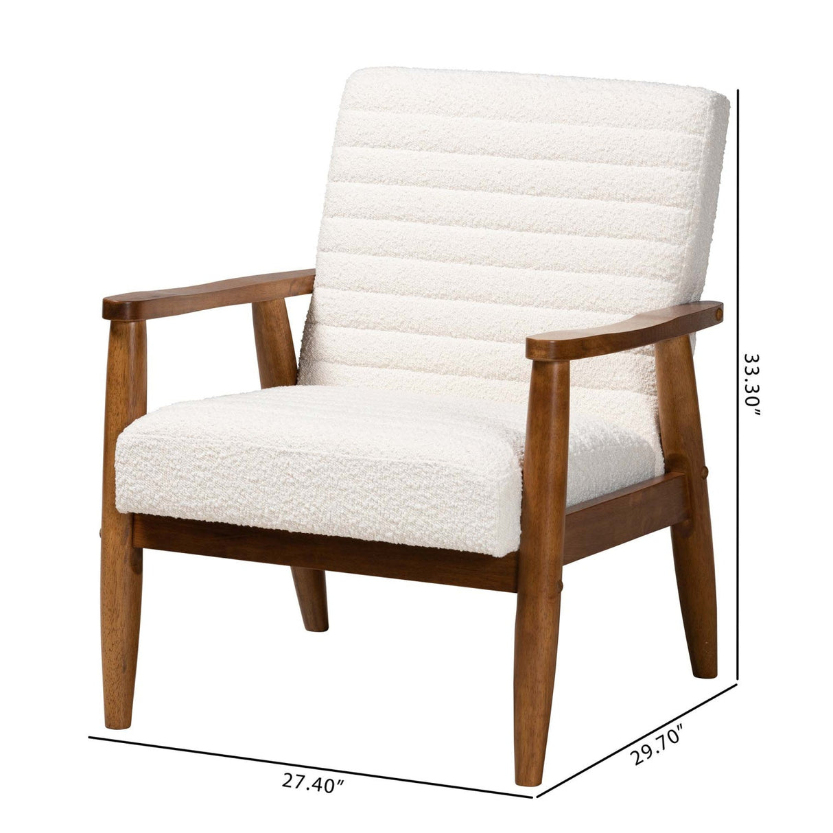 Modern European furniture - Channeled Cream Boucle Lounge Chair - www.oroa.com