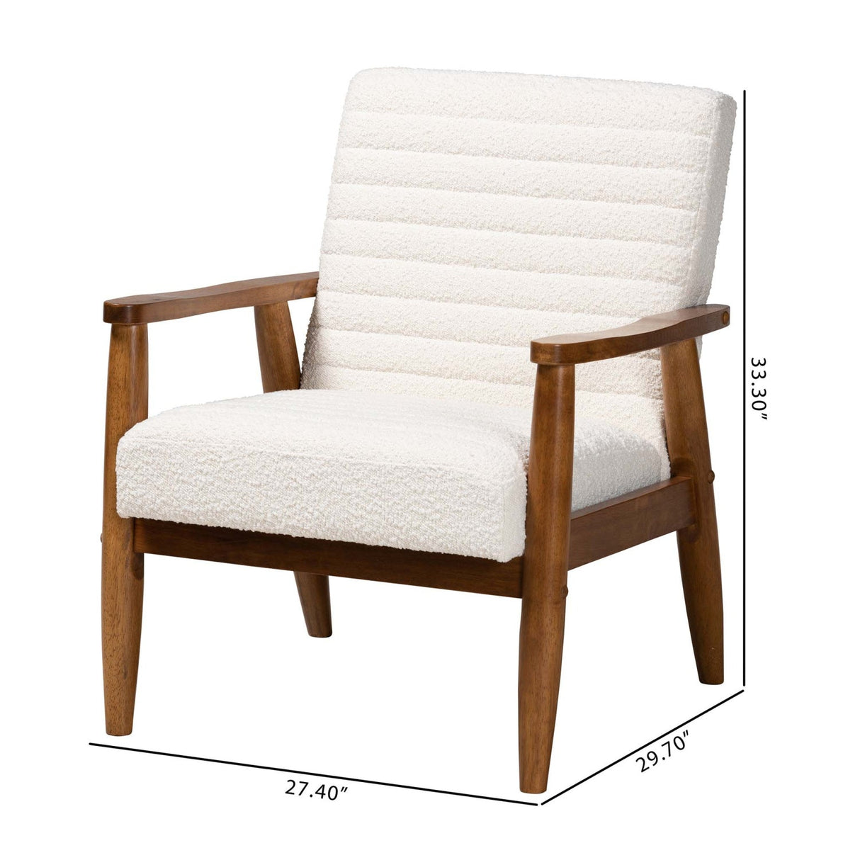 Modern European furniture - Channeled Cream Boucle Lounge Chair - www.oroa.com