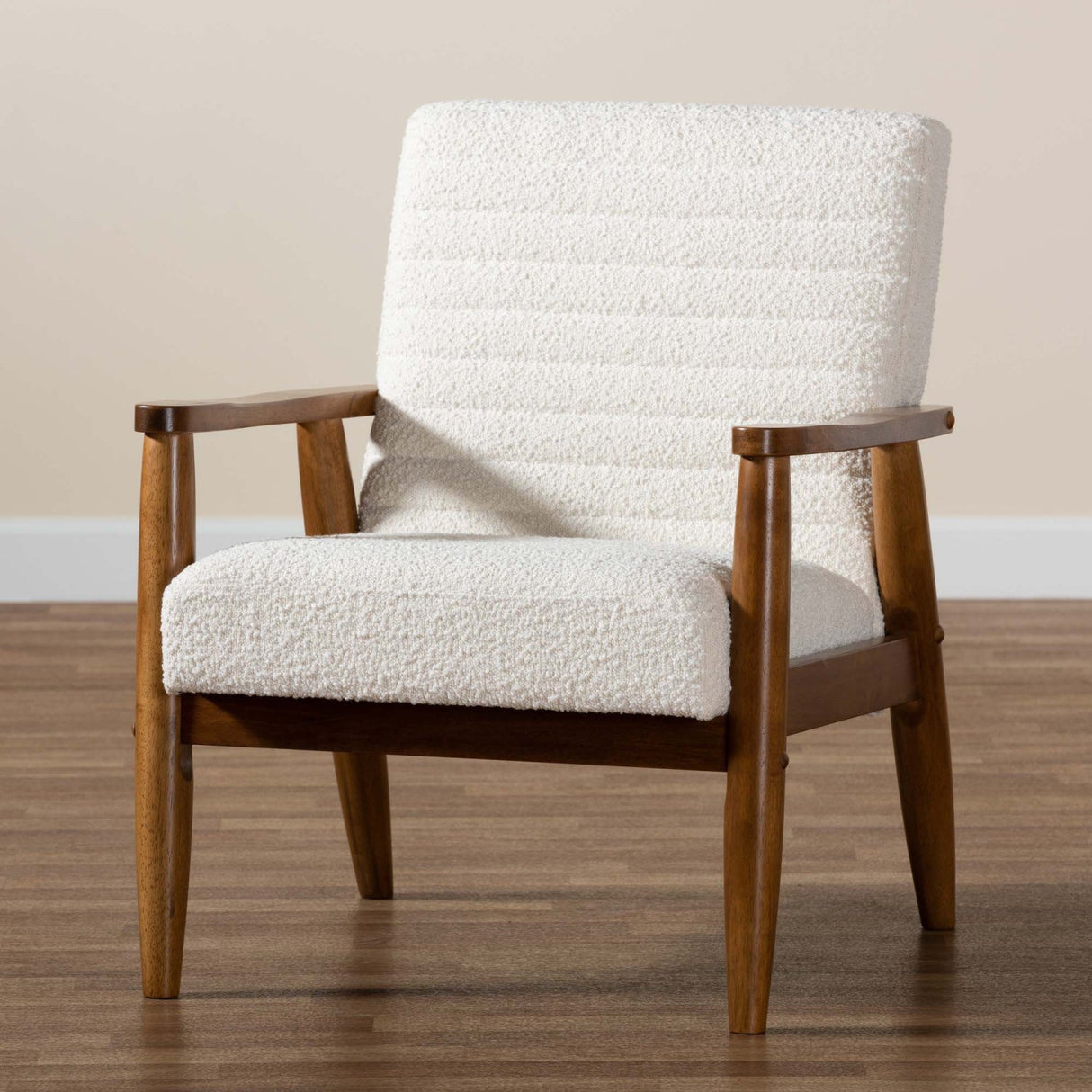 Modern European furniture - Channeled Cream Boucle Lounge Chair - www.oroa.com