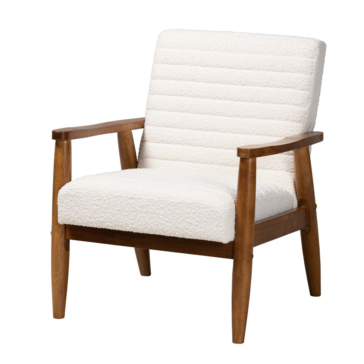Modern European furniture - Channeled Cream Boucle Lounge Chair - www.oroa.com