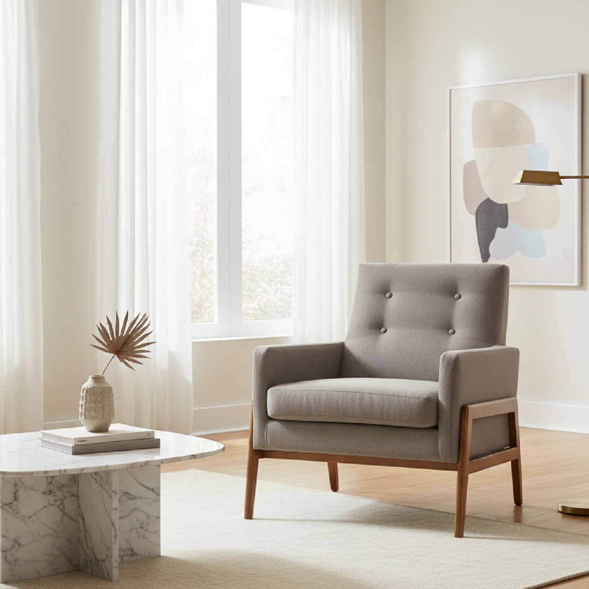 Button Tufted Back Lounge Chair | Bali Loom Perris | Oroa.com