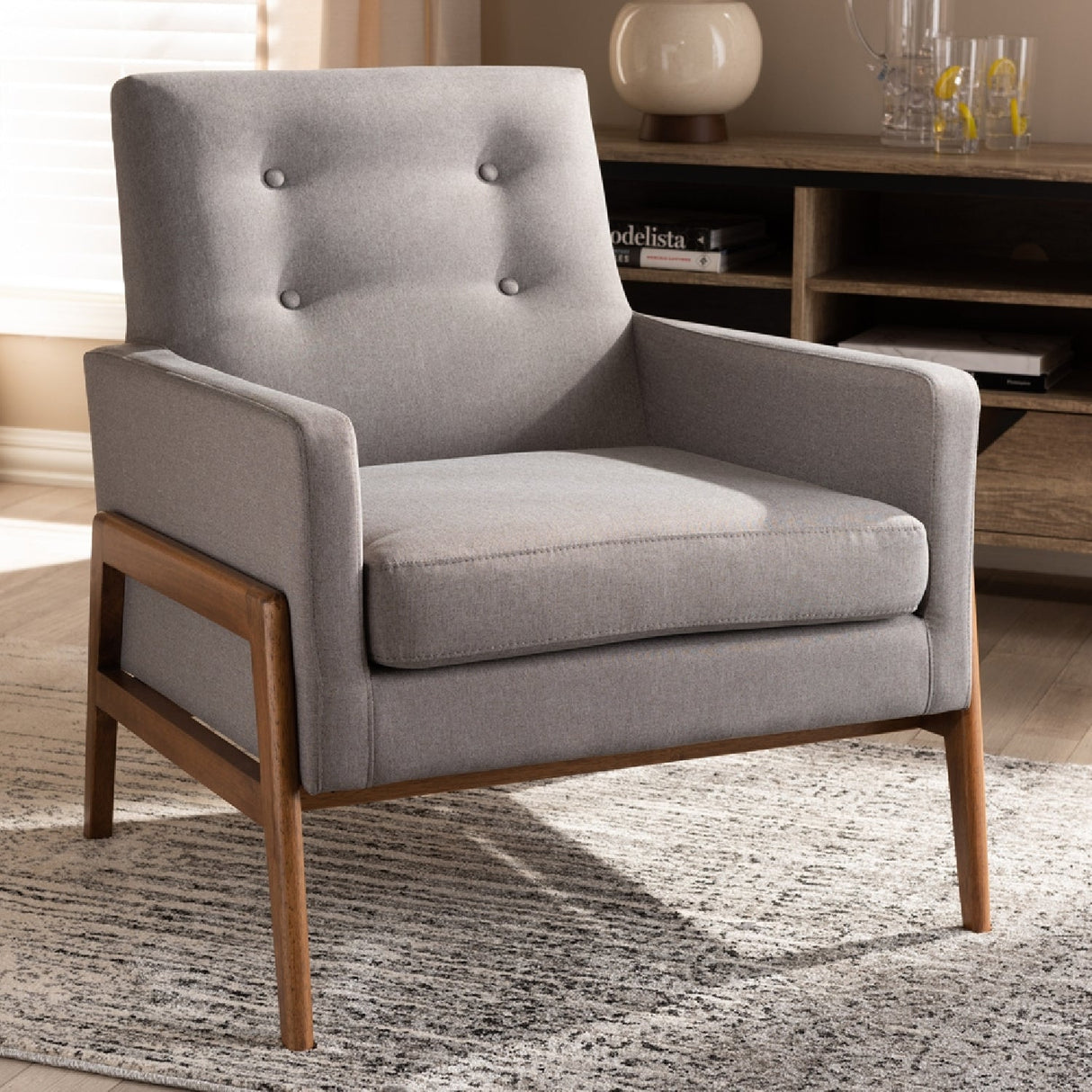Button Tufted Back Lounge Chair | Bali Loom Perris | Oroa.com