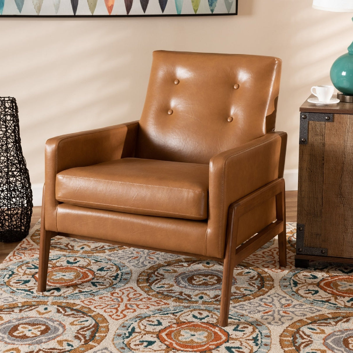 Button Tufted Back Lounge Chair | Bali Loom Perris | Oroa.com