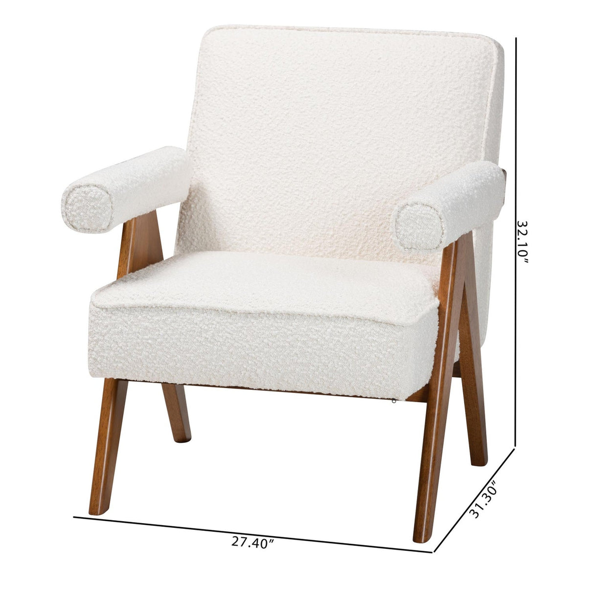 Modern European furniture - Cream Boucle Japandi Accent Armchair - www.oroa.com