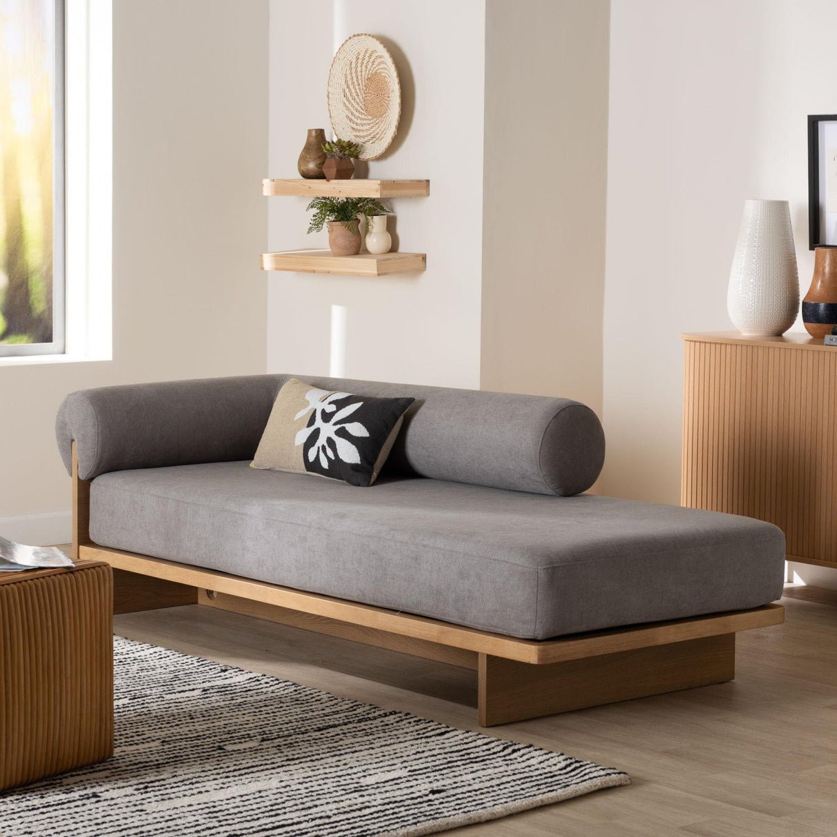 Modern European furniture - Gray Left-Arm Chaise Lounge - www.oroa.com