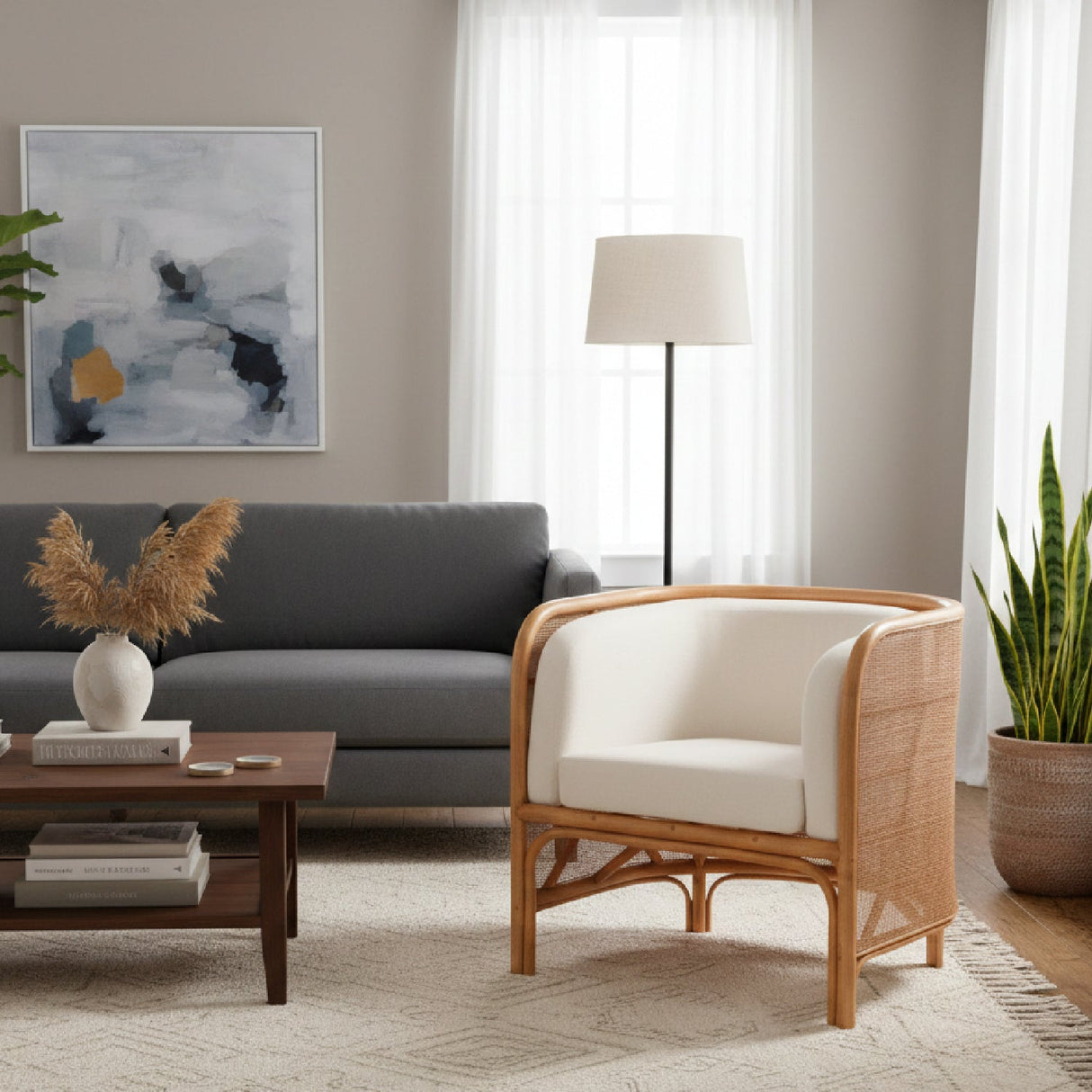 Modern European furniture - Curved Woven Rattan Accent Chair - www.oroa.com