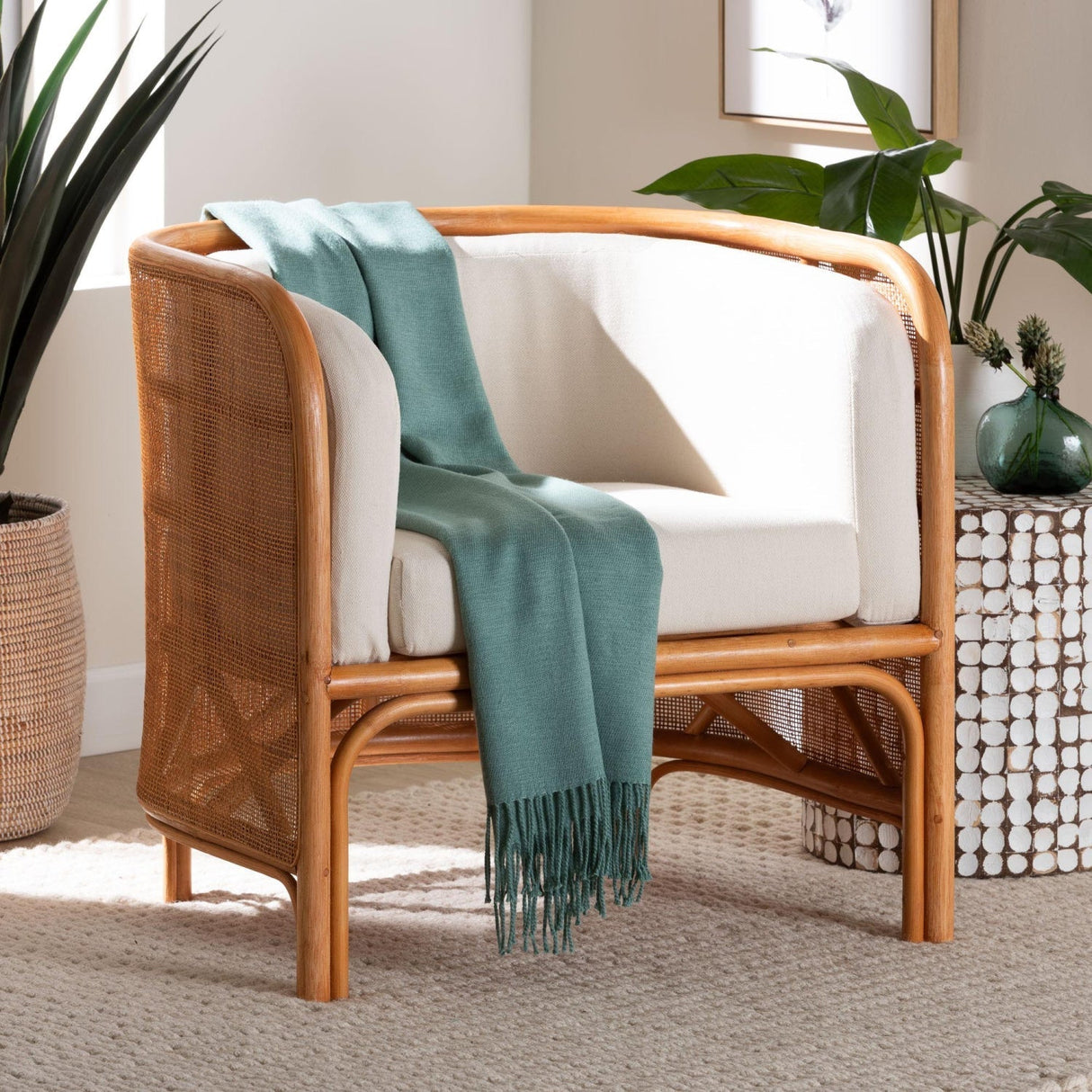 Modern European furniture - Curved Woven Rattan Accent Chair - www.oroa.com