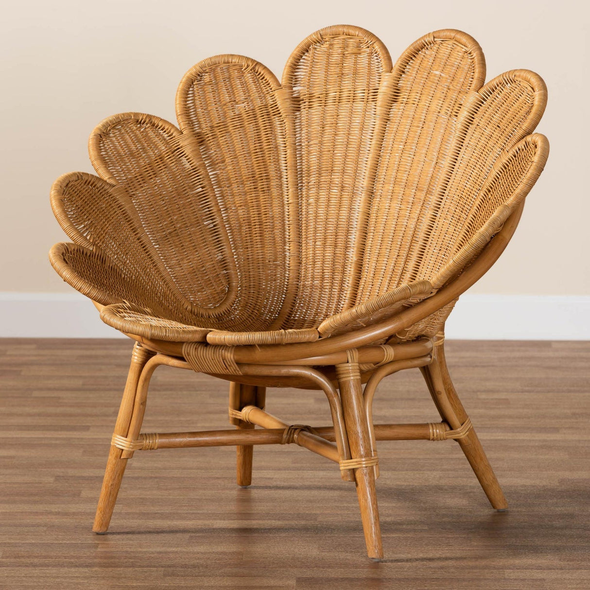 Modern European furniture - Scalloped Rattan Boho Accent Chair - www.oroa.com