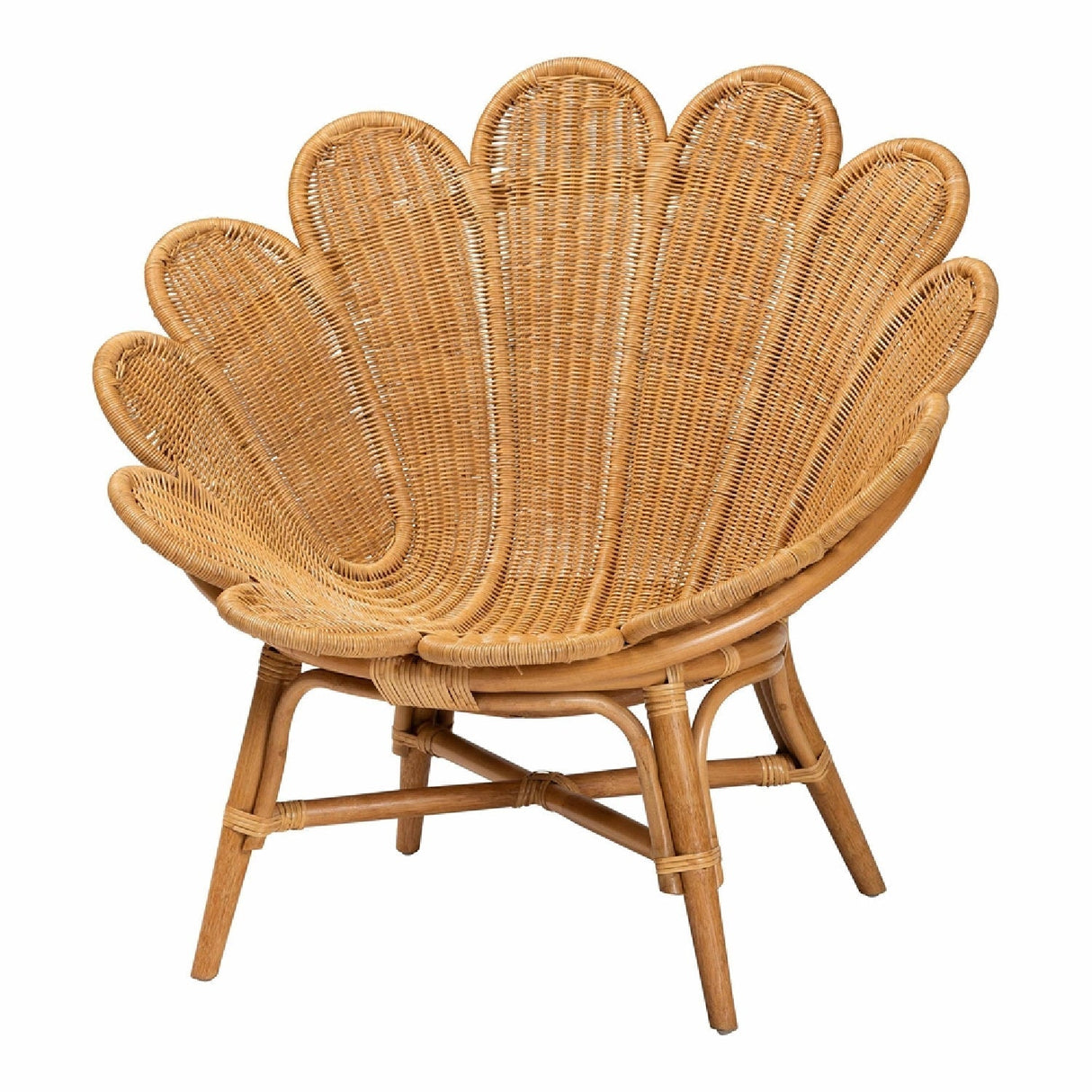 Modern European furniture - Scalloped Rattan Boho Accent Chair - www.oroa.com
