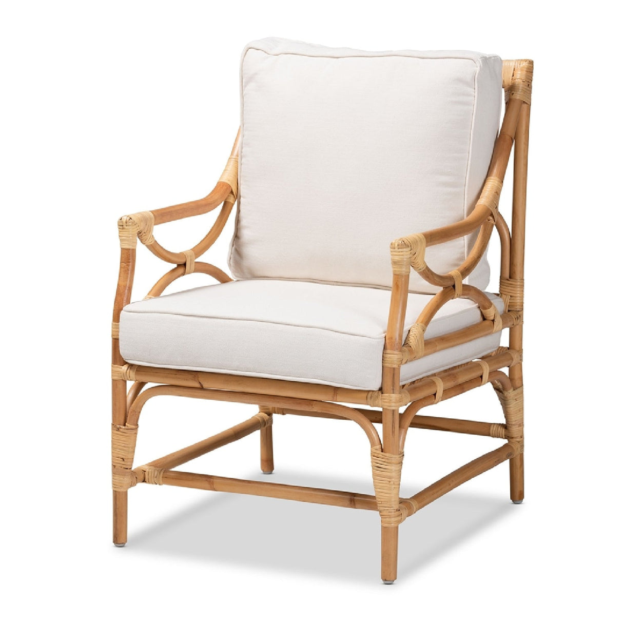 Modern European furniture - White Padded Rattan Accent Chair - www.oroa.com