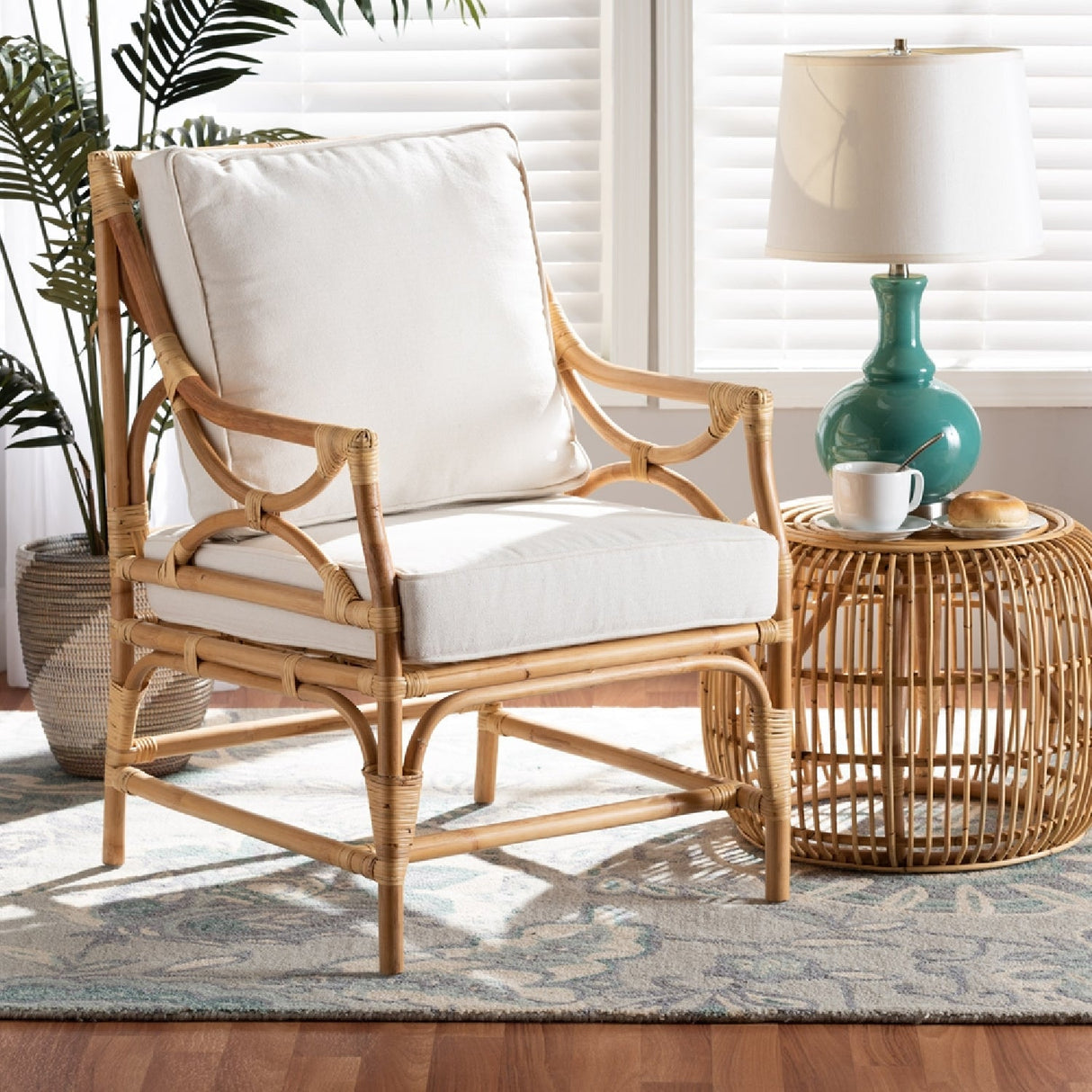 Modern European furniture - White Padded Rattan Accent Chair - www.oroa.com